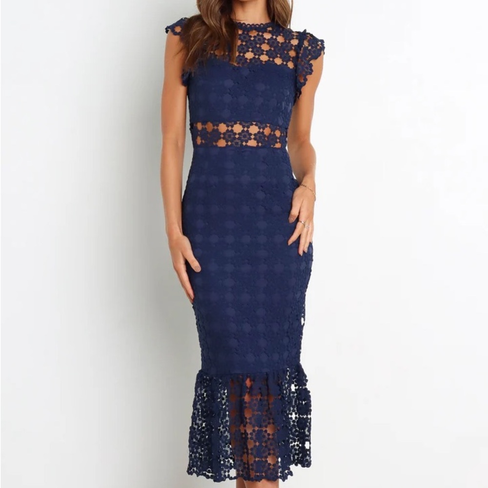 Petal & Pup Navy Lace Midi Dress